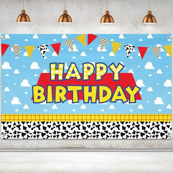 Toys Backdrop Banner for Story Birthday Decorations, Inspired Birthday Decorations, 5 x 3 Ft