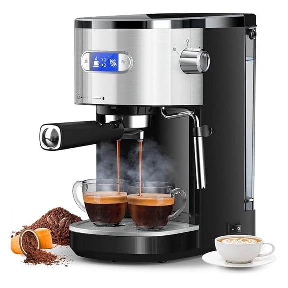 Espresso Machine 20 Bar, Semi-Automatic Espresso Maker with Milk Frother Wand, 45 OZ Removable Water for Cappuccino, Latte, Home