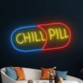 thumbnail image 2 of Handmadetneonsign Chill Pill Neon Sign, Chill Pill LED Light, Bar Party Pub Text Quote Neon Light, 2 of 5