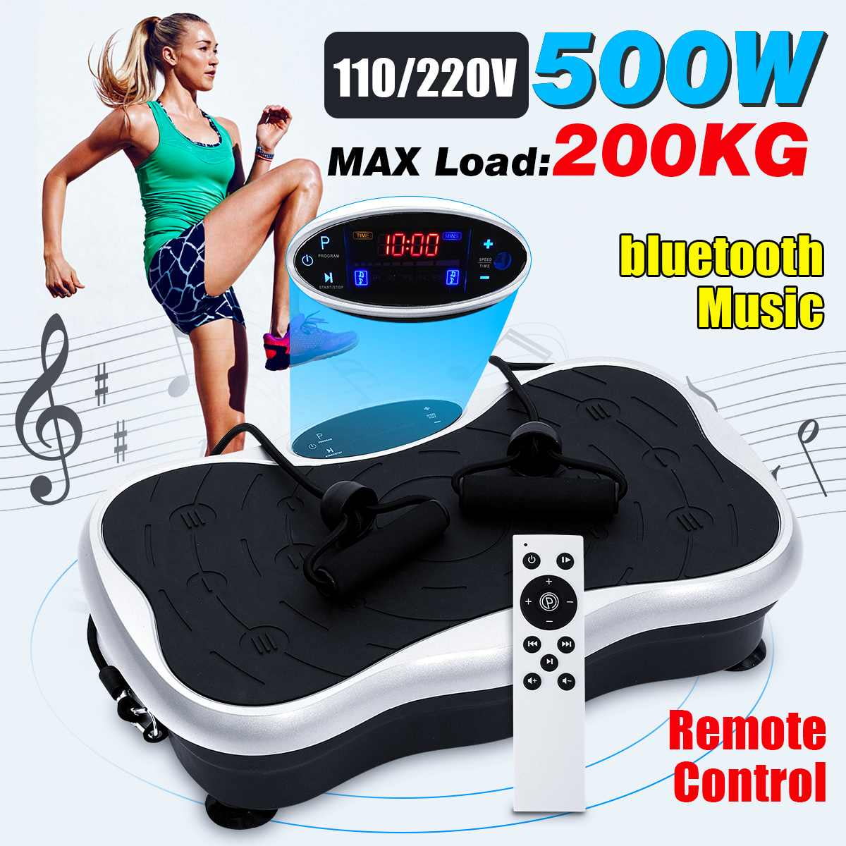 Whole Body Workout Fitness Vibration Platform Machine with Remote Control and Music Speaker.Max Load 220lbs Vibration Plate Exercise Machines 