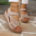 thumbnail image 2 of Rokment Women's Orthopedic Platform Wedge Walking Sandals with Arch Support Boho Beach Trendy Casual Flower Orthotic Chunky High Heels Dress Summer Shoes for Vacation Khaki Size 6, 2 of 8