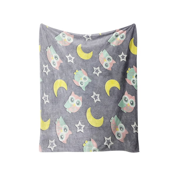 XWSHYW Edredones y Juegos de Edredones y Conjuntos. Manta de Franela para Acondicionamiento de Dinosaurios, Cómoda Manta Fluorescente con Búho Brillante, Manta de Noche para Niños