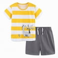 thumbnail image 4 of TOWED22 Newborn Toddler Baby Boy Outfits 2 Pieces Cotton Short Sleeve Shirt Tee Little Bee Print Casual Pocket Rolled Shorts Clothes(Yellow,3-4 Y), 4 of 7