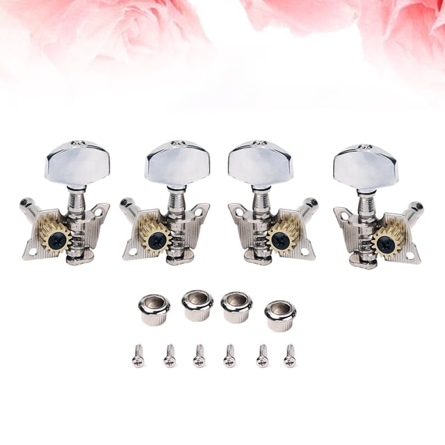 OULII 4Pcs Ukulele Tuning Pegs Keys Nickel Metal with Plastic Round Button for Ukulele