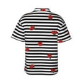 thumbnail image 3 of Kll Men'S Hawaiian Shirt Short Sleeve Button Down Beach Shirts-Ladybugs On Black And White Striped, 3 of 8
