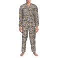 thumbnail image 3 of Balery Zebra Pijama para Hombre de Dos Piezas con Manga Larga, Conjunto de Dormir y Descanso Suave con Bolsillos-Medium, 3 of 7