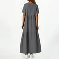 thumbnail image 5 of Casual Summer Dresses for Women, Fashion Women's Casual Short Sleeve Solid V-Neck Ladies Dress Long Dress(Gray,S), 5 of 7