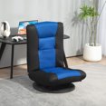 thumbnail image 2 of HOMCOM Chaise de Sol Pliante Réglable Pivotante pour Gaming et Lecture, Bleu, 2 of 10