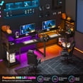 thumbnail image 3 of EnHomee 39.4“ WDesk with Power Outlets & Hutch Homing Desk for Small Space Computer Desk with Storage Shelves，Black, 3 of 7