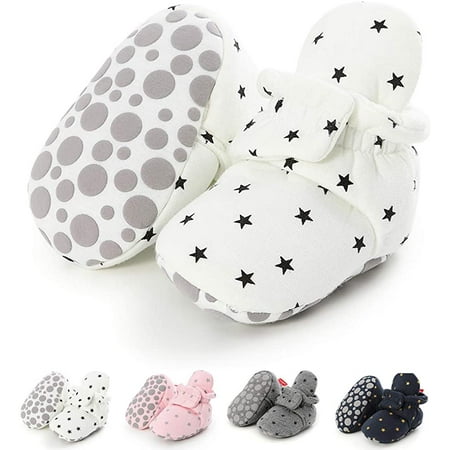 

Newborn Baby Boy Girl Soft Fleece Booties Stay On Infant Slippers Socks Shoe Non Skid Gripper Toddler First Walkers Winter Ankle Crib Shoes