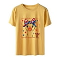 thumbnail image 6 of KALE 4th of July Short Sleeve Shirts for Women American Flag Patriotic 2D Independence Day Print Casual Sports T Shirt Y2K Clothes Yellow L, 6 of 7