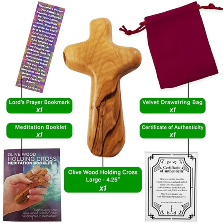 Comfort cross, Holy Land prayer Palm cross made of Olive wood