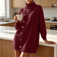 thumbnail image 5 of cocolona Long Sweaters for Women Casual Mock Neck Side Button Fall Winter Knit Tops Long Sleeve Tunic Fashion Outfits, 5 of 7