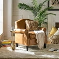 thumbnail image 2 of Vegan Leather Armchair Upholstered Lounge Single Sofa Nailhead Rolled Arms Accent Chair Living Room Home Office Camel, 2 of 8