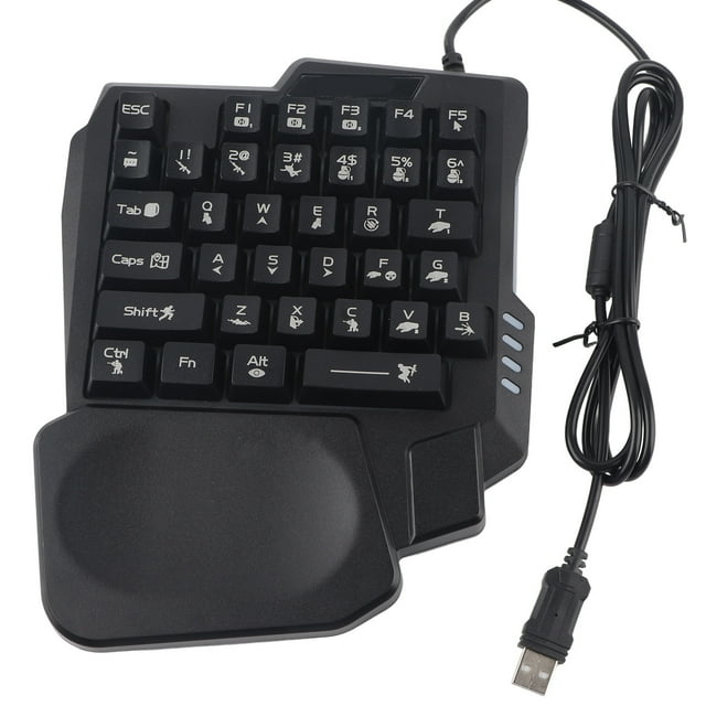 One Handed Gaming Keyboard 35 Keys Gaming Keyboard Three Colors Backlight Ergonomic Design 35 Keys For Mobile Games For Computer