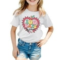 thumbnail image 4 of Toddler Girls Tops & T-Shirts 100 Days Of School Print Round Neck Loose Short Sleeve Fashion Casual Tee Shirts Streetwear,White,8-9 Years, 4 of 4