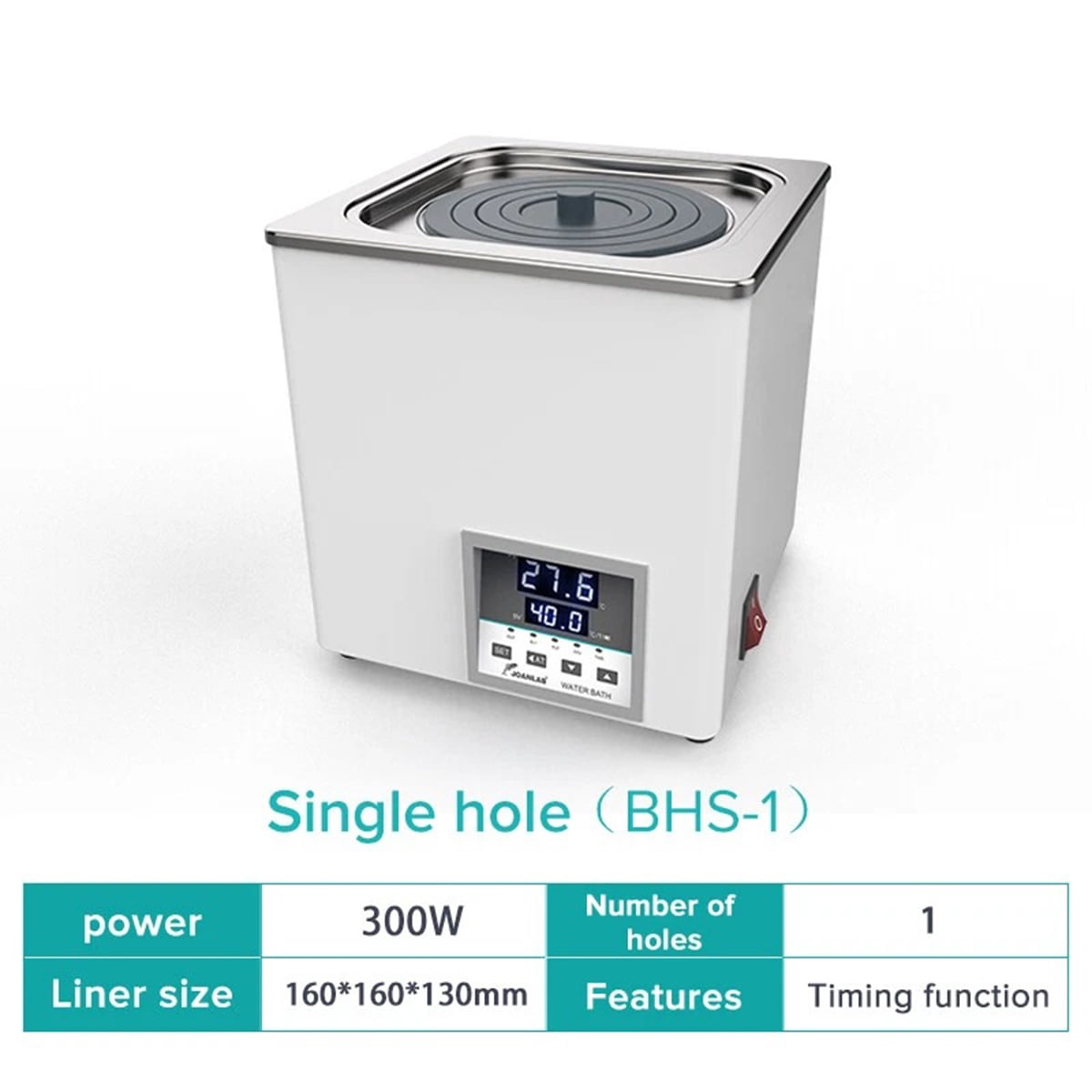 Eurhowing 3L Digital Water Bath, Stainless Steel Laboratory Thermostatic Heater with 0.1°C Accuracy, 1 Opening for Experiment, Microbiology, and Chemistry Applications