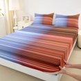 thumbnail image 5 of Castle Fairy Geometric Gradient Stripes Bed Sheets 4-Piece,Abstract Ombre Lines Full Size Sheets,Lavender Terracotta Amber,1 Flat Sheet, 1 Fitted Sheet and 2 Pillowcases, 5 of 7