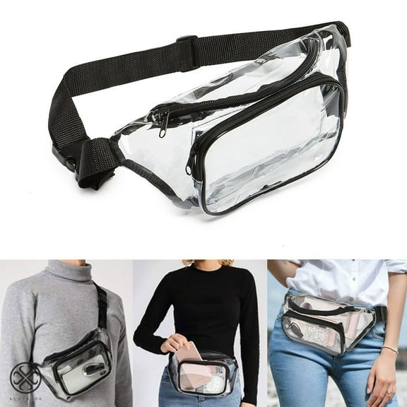 Luxtrada Clear Fanny Pack Waterproof Waist Bag Stadium Approved Clear Purse Transparent Adjustable Belt Bag for Women Men