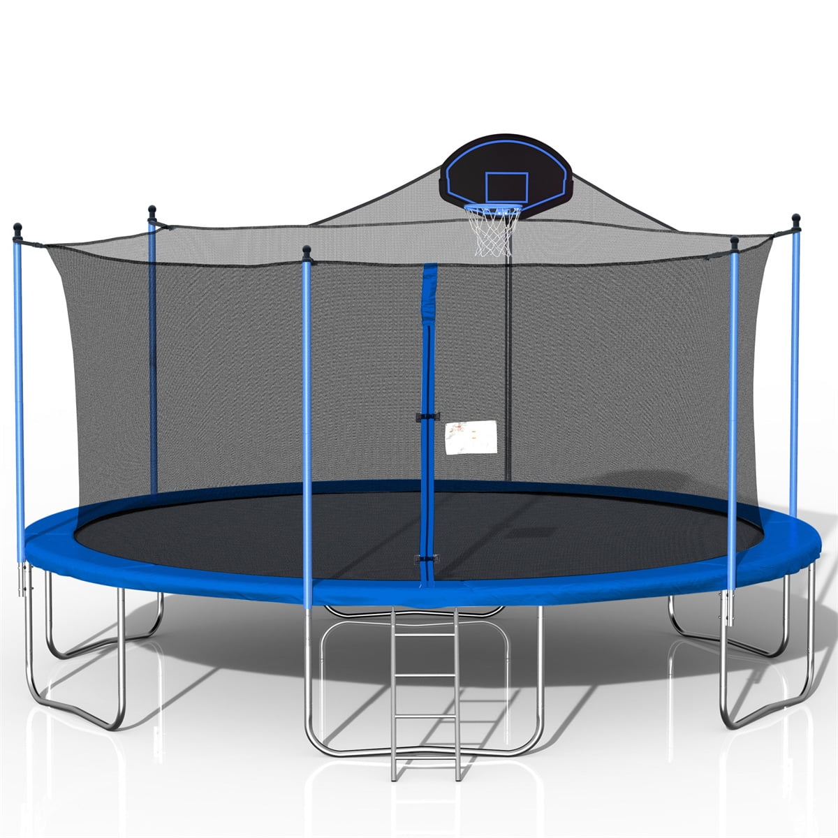 HighSound 16FT Trampoline with Basketball Hoop, Double-Sided Color Cover, Safety Enclosure Net & Ladder, 330 lbs Capacity for Kids & Adults
