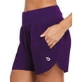 thumbnail image 2 of BALEAF Womens Shorts 5 Inches Quick Dry Running Gym Workout Active Wear with Zipper Pocket Purple S, 2 of 6