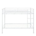 thumbnail image 4 of HOARBOEG Twin over Twin Metal Bunk Bed, Low Profile Space Saving Bunk Bed Frame for Teens with Built-in Ladder & High Guardrail, Heavy-Duty Steel Slats, 4 of 9