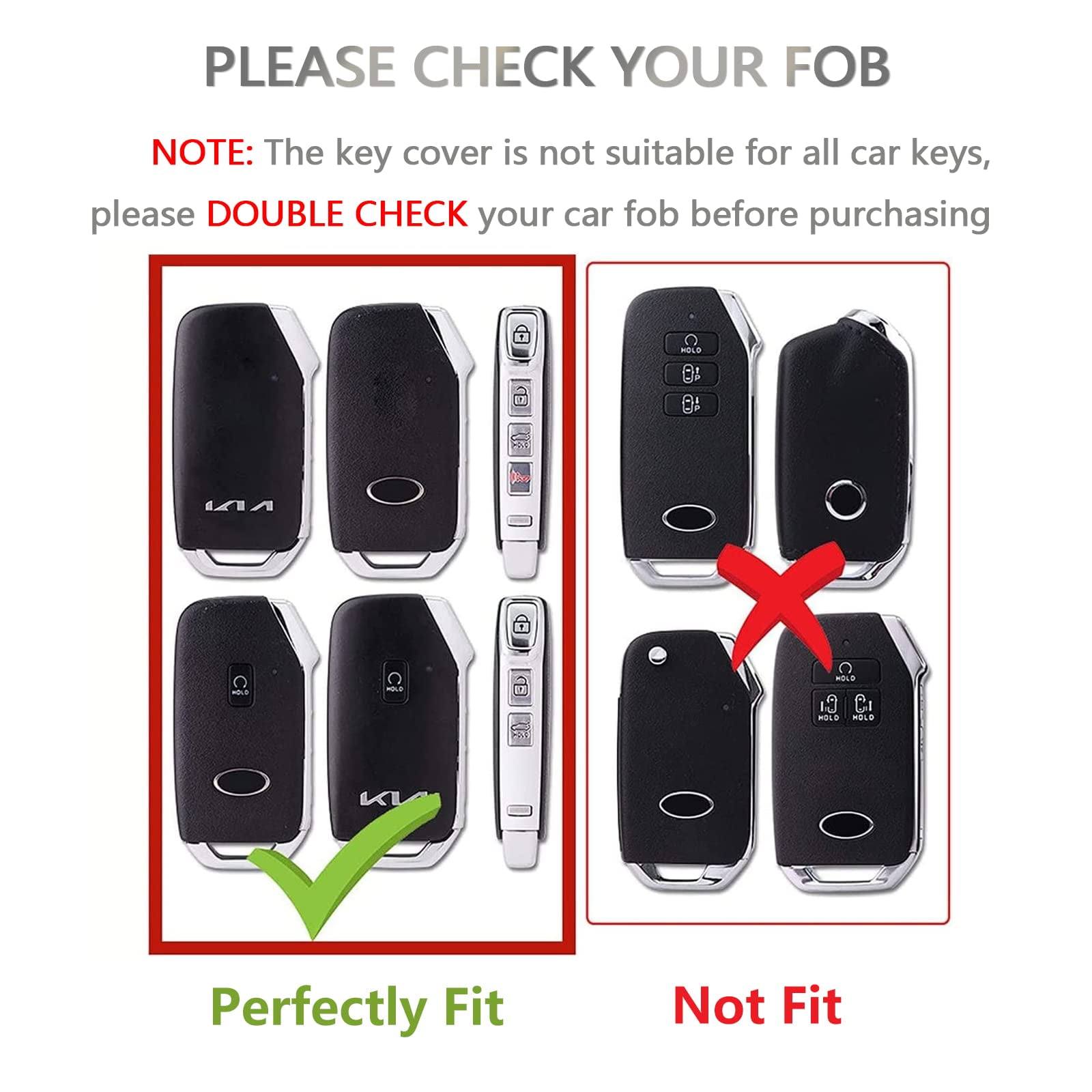 OFFCURVE 6-Piece Black,White,Blue,Purple Key Fob Cover for Kia Vehicles