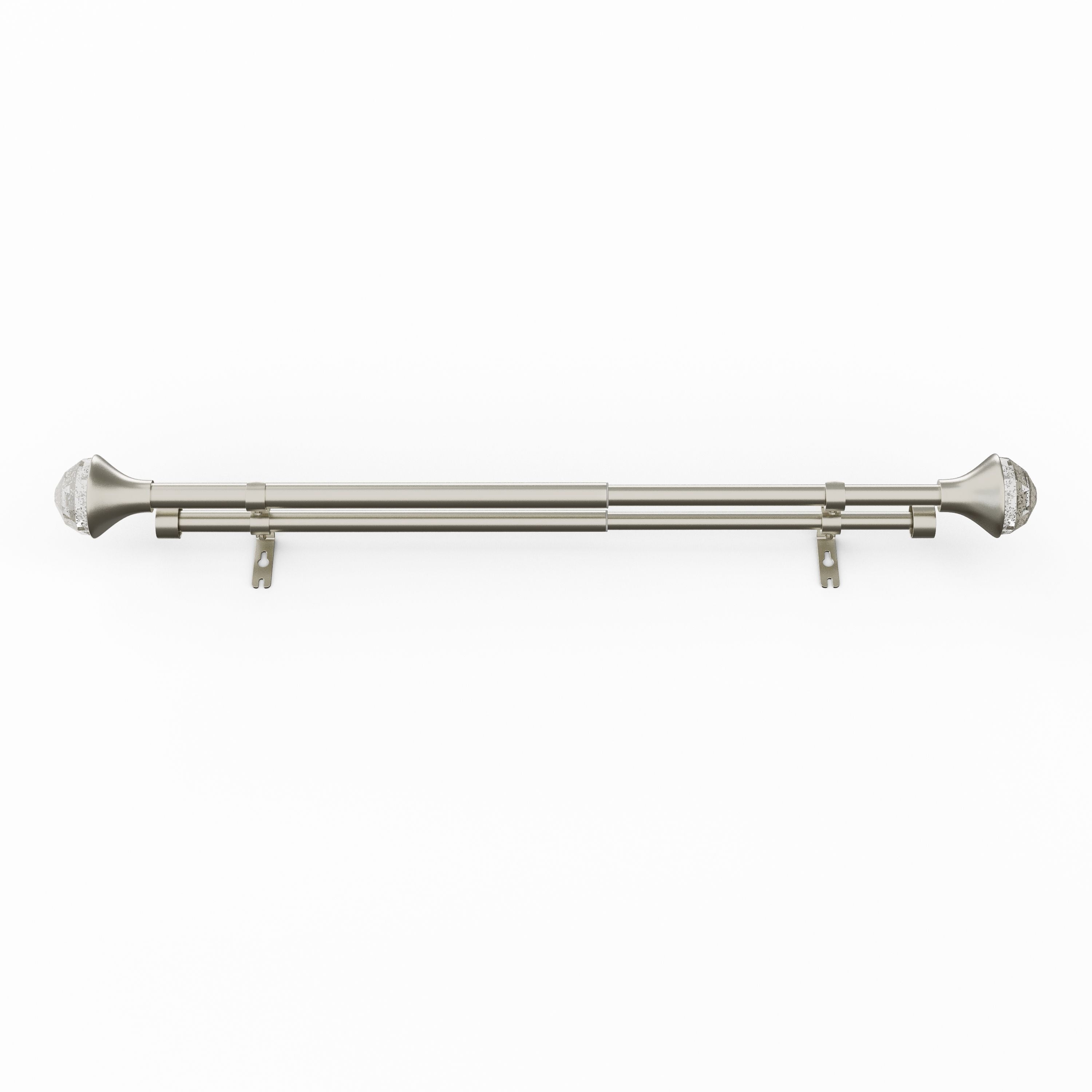 Mainstays Kids 3/4" Satin Nickel Faceted Gem Adjustable Double Curtain Rod, 28"-48"