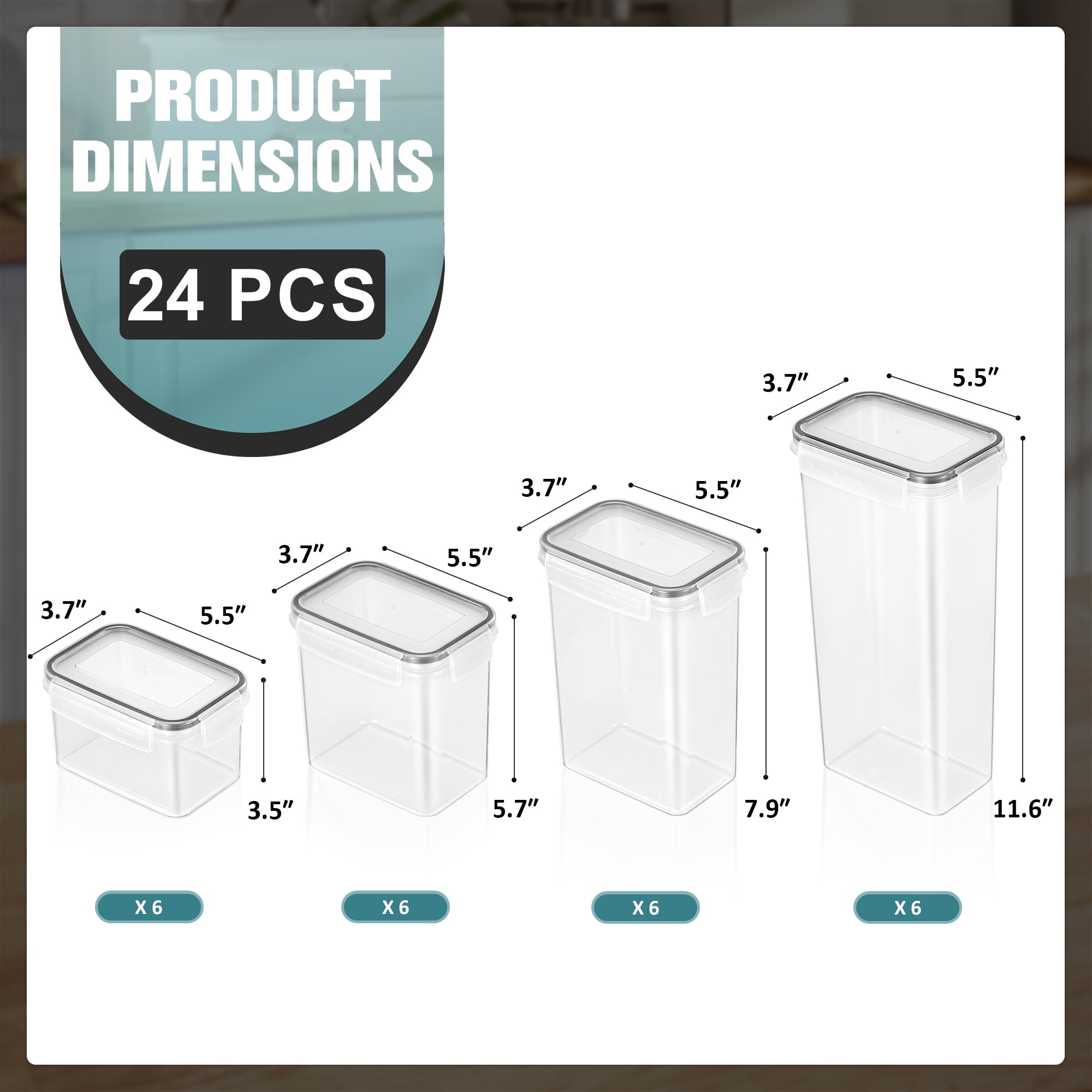 Sorbus 24-Pack Airtight Food Storage Containers with Labels, Marker & Measuring Spoons
