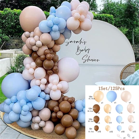 Brown Coffee Blue Balloon Kit, 125Pcs Brown Coffee Blue Balloons for Birthday Graduation Wedding Anniversary Retirement Party Decorations Baby Shower Gender Reveal Decorations