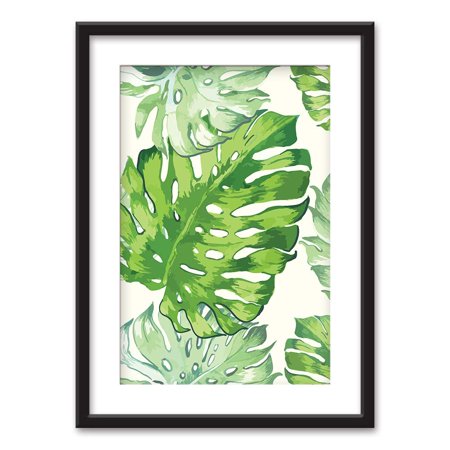 wall26 - Framed Wall Art - Tropical Plant Leaves - Black Picture Frames
