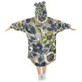 thumbnail image 2 of FORMRS Wearable Blanket Hoodie with Sleeves for Kids Cozy Flannel Sweatshirt, Green Floral, 2 of 7
