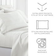 Noble Linens 4 Piece Pattern Microfiber Bed Sheets Set, Soft Stitch Stripe Terracotta, Queen