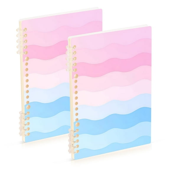 FORMRS 1-Subject Spiral Notebook 8" x 5" College Ruled 60 Refillable Sheet, 2 Pack, Light Pink Stripes