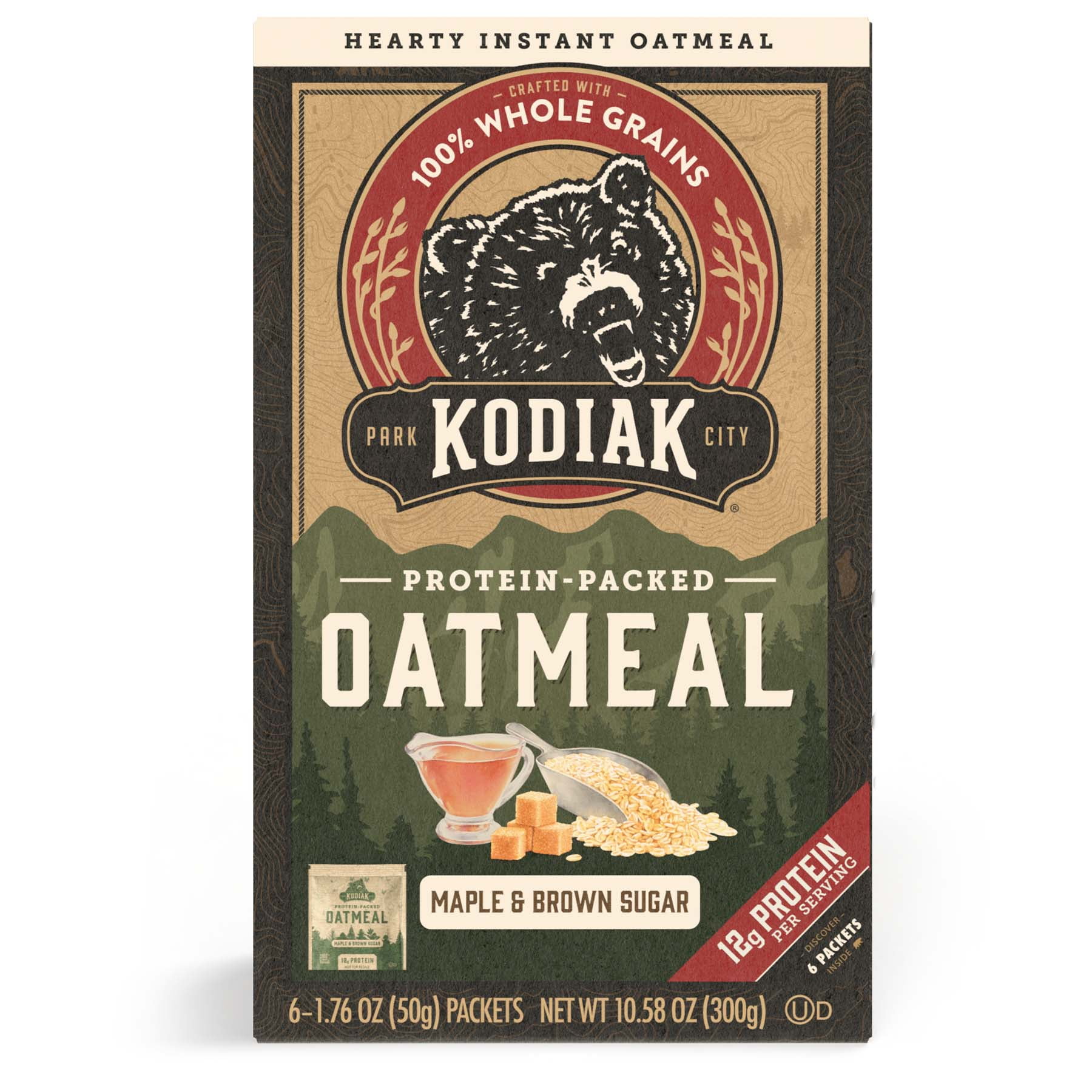 Kodiak ProteinPacked Maple Brown Sugar Instant Oatmeal, 1.76 oz, 6