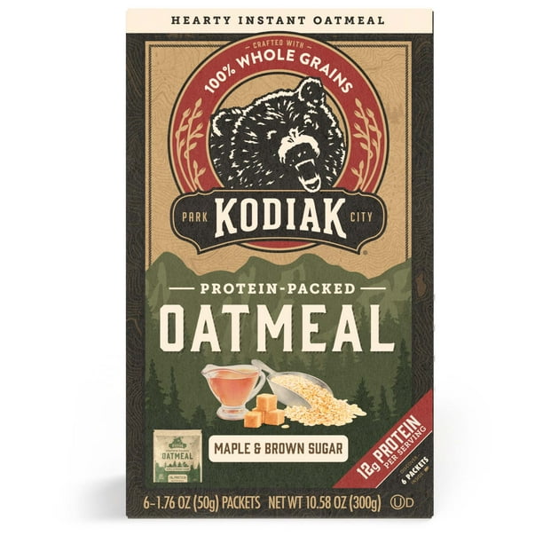 Kodiak Protein-Packed Maple Brown Sugar Instant Oatmeal, 1.76 oz, 6 ...