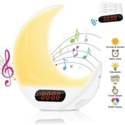 Wake-up Light Lamp, Morning Wake-up Lamp Colorful Simulation Of Sunrise / Sunset Bedside Lamp With Fm Radio, 7 Changeable Nature Sounds And Colors