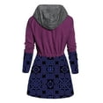 thumbnail image 4 of DYMADE Women Plus Size Contrast Stitching Long Sleeve Hooded Tunic Trench Coat, 4 of 4