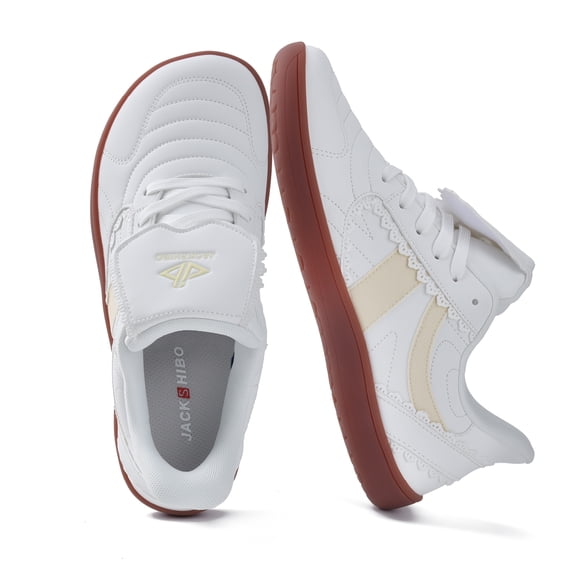 Barefoot Shoes Slip in Women Hands Free Wide Toe Box Slip on Ribbon Long Tongue Arch Support Walking Lace Sneakers for Plantar Fasciitis Orthopedic Zero Drop Gum Sole Minimalist Shoe