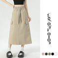 thumbnail image 6 of Everyday Women Casual Maxi Skirt High Waist With Pockets And Slit Detail - Army Green L, 6 of 7