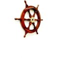 thumbnail image 1 of Nautical Wooden Ship Steering Wheel Decor Brown Handle 18", 1 of 6