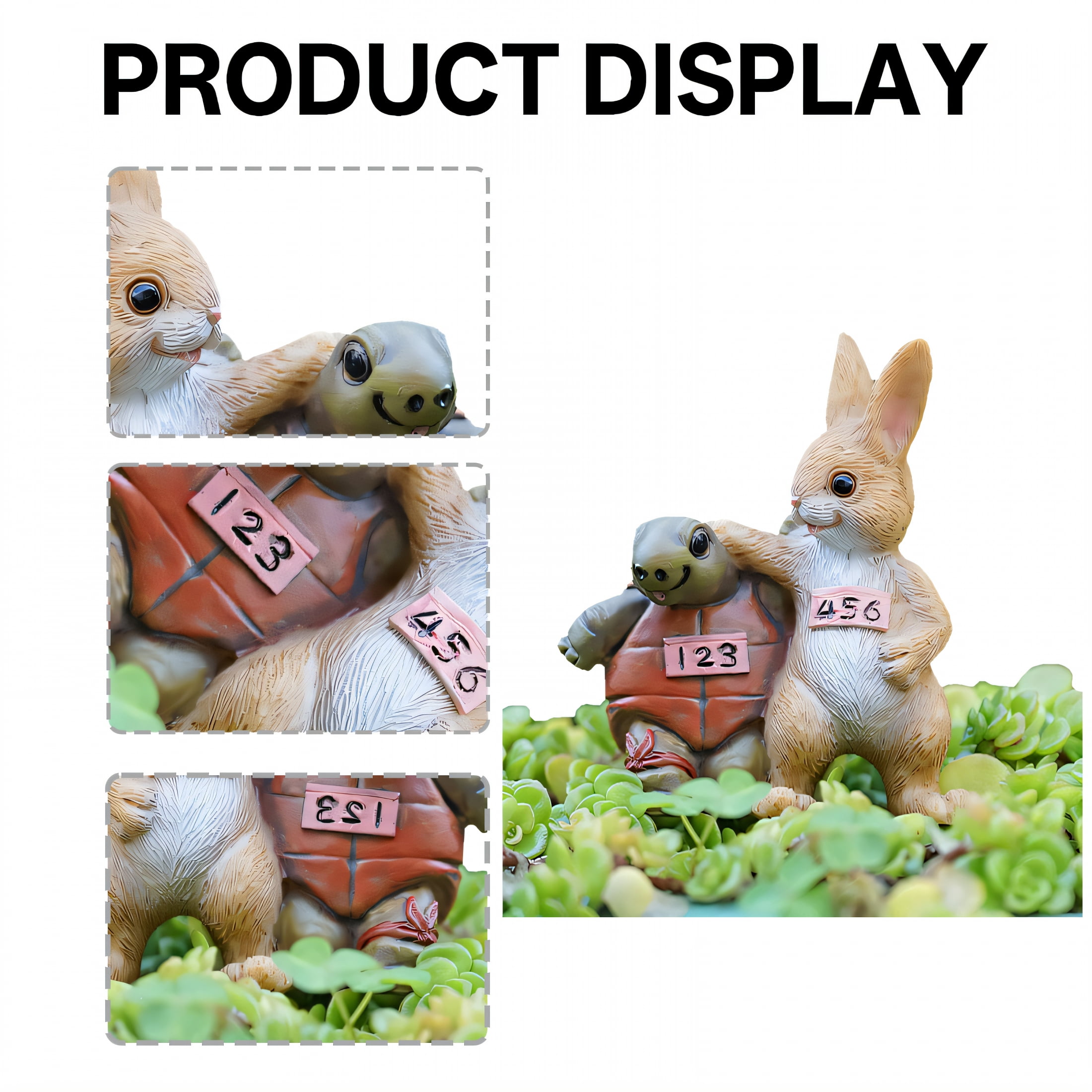 ICERUN 3Pcs Garden Statues,Resin Rabbit Sculpture Yard Decor,Fade Resistant Garden Statues for Outside,Style2