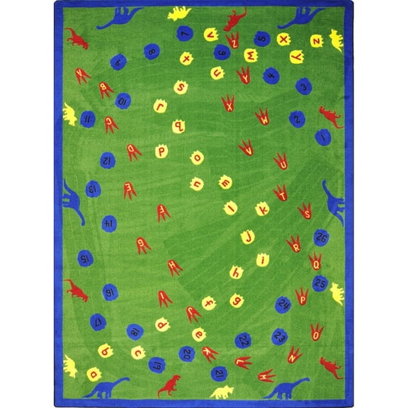 Joy Carpets Kid Essentials Dinosaur Walk 5'4" x 7'8" Area Rug in Color Multi