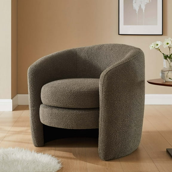 Modway Affinity Upholstered Boucle Fabric Curved Back Armchair in Pebble