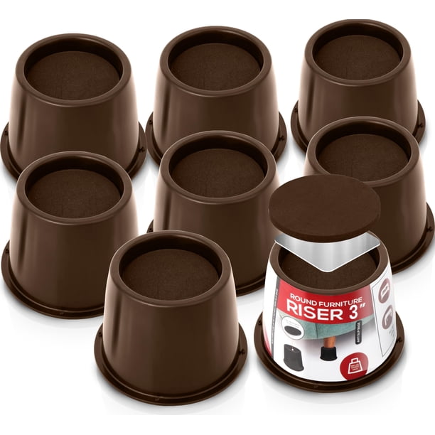 Bed Risers Utopia Bedding, paquete de 8 unidades, muebles redondos de 7,6 cm, color marrón
