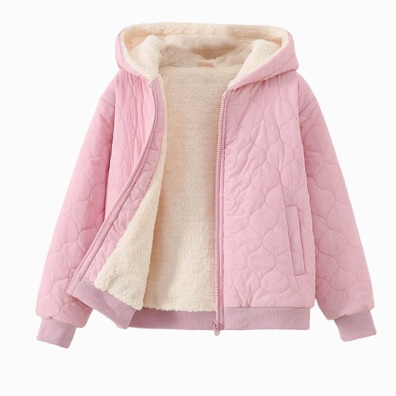 Linfrsh Boys Zip Up Hoodie Fleece Jacket Kids Sherpa Lined Sweatshirts Outerwear Unisex Warm Winter Coat 3-12 Years Old (Pink,4-5 Years)