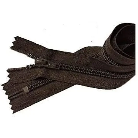 YKK® - Boot Zipper Solution 5 Nylon Coil with Auto Lock Slider - Closed Bottom Color Brown (24 Inches)