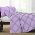 thumbnail image 3 of 1 Piece Luxury Two Tone Diamond Ruffle Pattern Comforter Super Soft, All Season 800 Thread Count, 100% Egyptian Cotton, Super King Size Lilac-Silver Color, 3 of 4