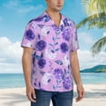 thumbnail image 5 of Balery Violet Print Men's Hawaiian Shirts Short Sleeve Beach Shirt Relaxed Fit Vacation Button Down Shirts-X-Large, 5 of 9