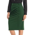 thumbnail image 1 of Unique Bargains Jupe Crayon Midi Plissée Taille Haute pour Femmes, Vert Foncé, 2TG, 1 of 6